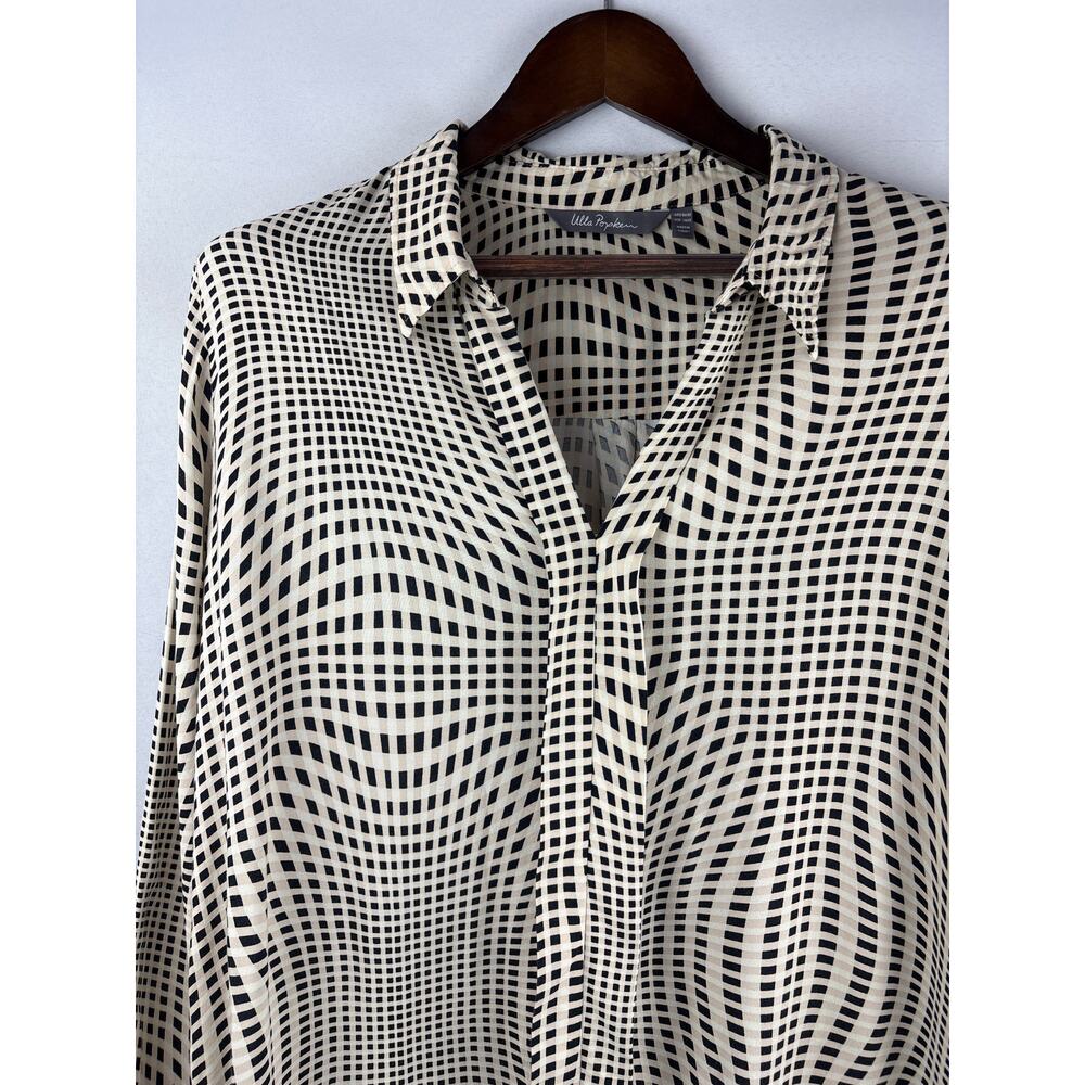 Women’s Ulla Popken Size 16/18 Cream Beige Black Patterned Blouse - Picture 2 of 5